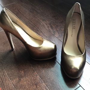 KELSI by Kelsi Dagger Laurie bronze leather heels
